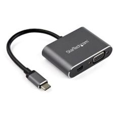 StarTech.com USB C Multiport Video Adapter - USB-C to 4K 60Hz Mini DisplayPort 1.2 or 1080p VGA Monitor Adapter - USB Type-C 2-in-1 MDP HBR2 HDR/VGA Display Converter - TB3 Compatible