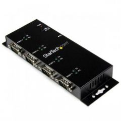 StarTech.com 4 Port USB to DB9 RS232 Serial Adapter Hub �� Industrial DIN Rail and Wall Mountable