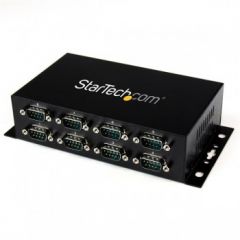 StarTech.com 8 Port USB to DB9 RS232 Serial Adapter Hub �� Industrial DIN Rail and Wall Mountable