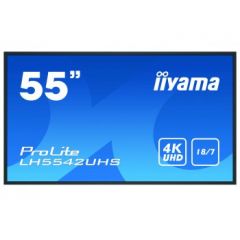 iiyama LH5542UHS-B1 signage display 138.7 cm (54.6") IPS 4K Ultra HD Digital signage flat panel Black Built-in processor Android 8.0