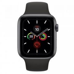 Apple Watch Series 5 GPS + Cellular, 44mm Space Grey Aluminium Case with Black Sport Band - S/M & M/L