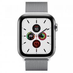 Apple Watch Series 5 GPS + Cellular, 44mm Stainless Steel Case with Stainless Steel Milanese Loop