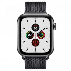 Apple Watch Series 5 GPS + Cellular, 44mm Space Black Stainless Steel Case with Space Black Milanese Loop