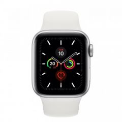 Apple Watch Series 5 GPS + Cellular, 40mm Silver Aluminium Case with White Sport Band - S/M & M/L