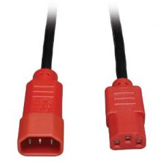 Tripp Lite Standard Computer Power Extension Cord Lead Cable, 10A, 18AWG (IEC-320-C14 to IEC-320-C13, Red Plugs), 1.22 m