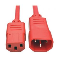 Tripp Lite Heavy-Duty Power Extension Cord, 15A, 14 AWG (IEC-320-C14 to IEC-320-C13), Red, 0.61 m