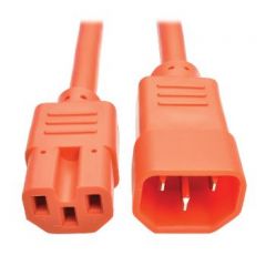 Tripp Lite Heavy-Duty Computer Power Cord, 15A, 14 AWG (IEC-320-C14 to IEC-320-C15), Orange, 0.61 m