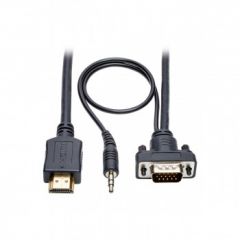 Tripp Lite HDMI to VGA + Audio Active Converter Cable, HDMI to Low-Profile HD15 + 3.5 mm (M/M), 1920 x 1200/1080p @ 60 Hz, 4.57 m