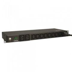 Tripp Lite 3.2-3.8kW Single-Phase Metered PDU, 200-240V (8 C13 & 2 C19), C20 / L6-20P Adapter, 3.66 m Cord, 1U Rack-Mount